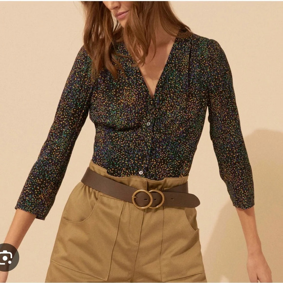 ba&sh Tops - ba&sh Black Multicolor Blouse